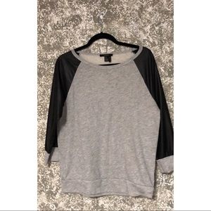 Forever 21 Pleather Sleeve Shirt